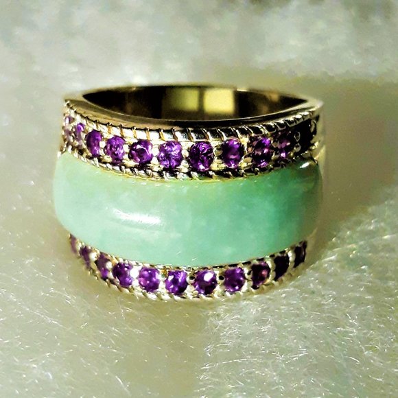Jewelry - 925 Sterling Jade & Amethyst Ring